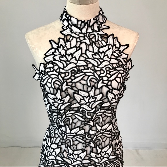 ASOS Missguided M Lace Bodycon Halter Midi Dress - Picture 3 of 12